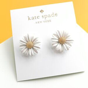 Into The Bloom Gold White Stud Earrings by Kate Spade